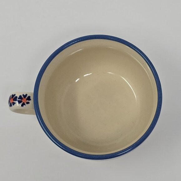 Ceramika Wiza Floral Polish Pottery Mug & Oval Snack Tray Saucer Set Hand Made - Picture 9 of 15